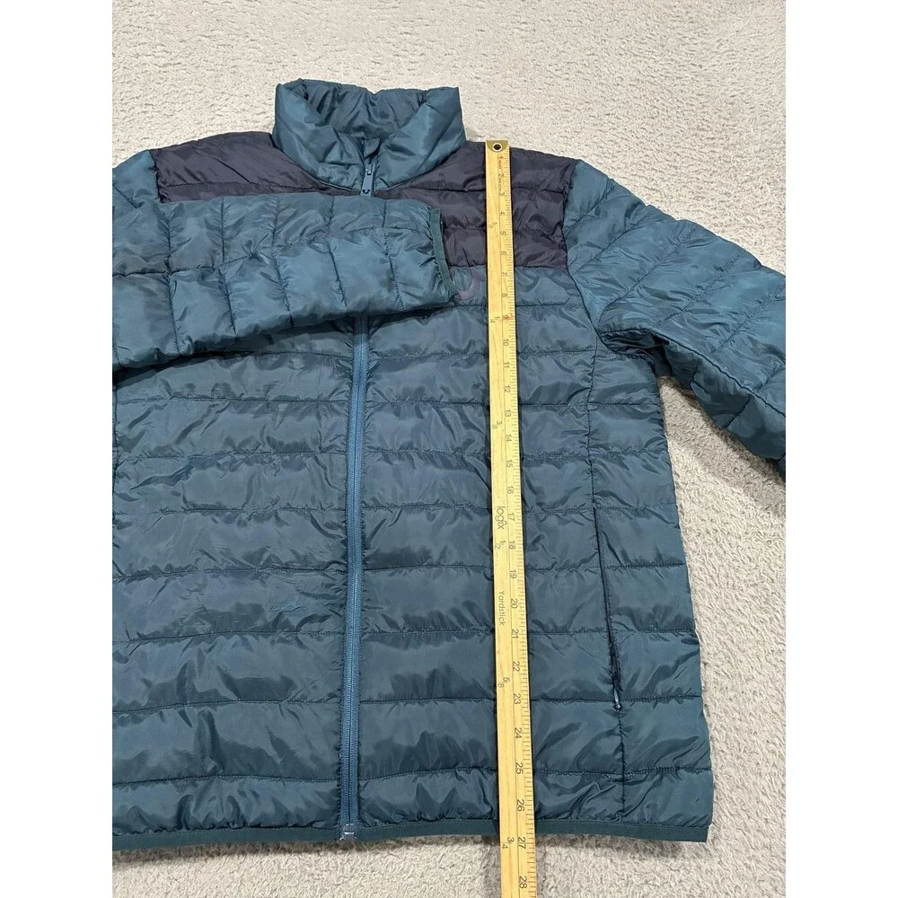 True Religion Jacket Mens Medium Blue Puffer Quilted Insulated Full Zip Logo